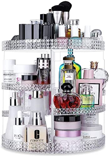 Awenia 360° drehbar Make up aufbewahrung Kosmetik Organizer aus Acryl 7 Verstellbare Ebenen Multifunktionale Schminkaufbewahrung Box Passend für Dresser, Schlafzimmer, Badezimmer