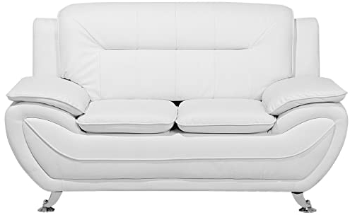 Weißes Zweisitzer Sofa Kunstleder Modern Designersofa Couch Leira