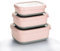 Lille Home Recipientes de alimentos de acero inoxidable de con exterior antideslizante, juego de 3, 470 ml, 900 ml, 1,4 L, a prueba de fugas, sin BPA, control de porciones, color rosa