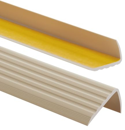 ProfiPVC PVC Treppenkantenprofil selbstklebend 41x25mm 130cm Beige | Treppenkantenschutz, Kantenschutzprofil für Treppenstufen, Anti-Rutsch-Oberfläche, einfache Montage ohne Bohren