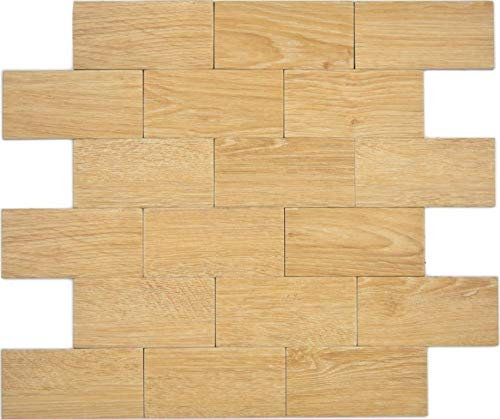 Pellicola adesiva da parete in vinile effetto legno di faggio, subway, parete, cucina, bagno, piastrelle, piastrelle a mosaico, piastrelle