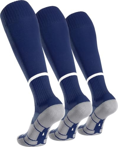 APTESOL Knielang Fußballsocken (3/5 Paare) Kinder Jugend Erwachsene Lang Sportsocken EU 28-44 Kissen Atmungsaktiv Soccer Trainingssocke