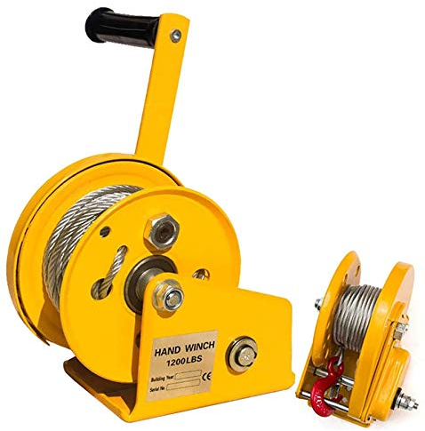 Aprilhp Hand-seilwinde, Profi Seilwinde Bootswinde Handwinde mit Drahtseil und Haken, 1200lbs/1800lbs, Handseilzug Forstseilwinde für Pickup Trucks Anhänger, 8m/15m/20m/30m1200lbs-30m