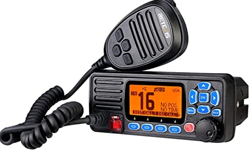 Retevis RA27 Fixed Mount Marine Radio with GPS and DSC, IP67 Waterproof, Long Range, Emergency NOAA Weather, All International/US/CA Marine Channels, Triple Watch, Ship to Shore Radio for Boats, Black