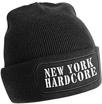 Artshirt Factory New York Hardcore Beanie, : Schwarz, Muster: Weiß