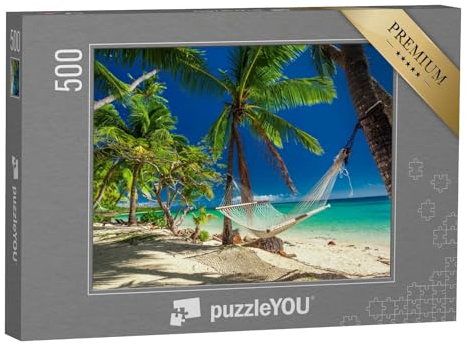 puzzleYOU: Puzzle 500 Teile „Hängematte unter tropischen Palmen, Fidschi-Inseln“ – aus der Puzzle-Kollektion Aus Aller Welt