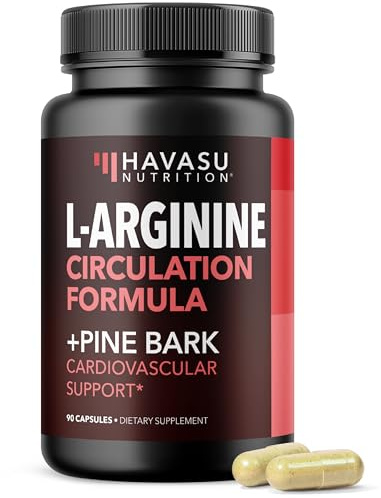 L-Arginine 1800mg and Pine Bark Extract 100mg - Nitric Oxide Supplement for Men - Performance Supplement for Men's Health - 90 Count - Endurance, Recovery Support - Vegan, Non-GMO Capsules