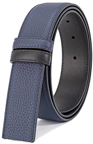 titiroa Herren Ersatz Gürtel Rindleder Umkehrbarer Gürtel Breite 34MM Länge 110CM Schwarz/Blau
