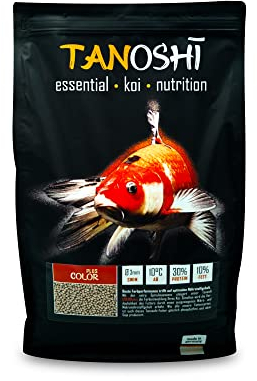 Tanoshi Koifutter - Color Plus - 3mm 5 kg | Schwimmendes Hauptfutter für Intensive Farbentwicklung Dank Spirulina mit natürlichem Astaxanthin | ab 10°C