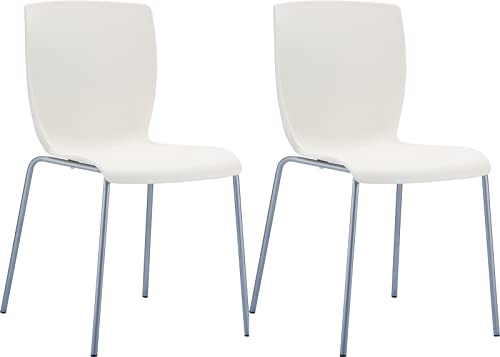 CLP 2er Set Gartenstühle Mio Kunststoff I Stapelbare Bistrostühle Mit Aluminiumgestell, Farbe:Creme