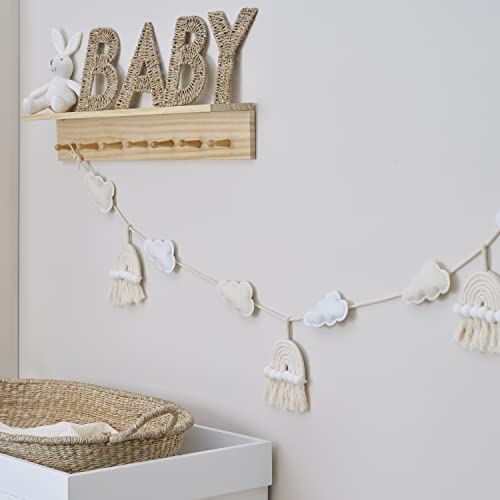 Ginger Ray Macrame Rainbows and Felt Wimpelkette – Wolke und Regenbögen – Makramee und Stoff, Weiß, Hautfarben