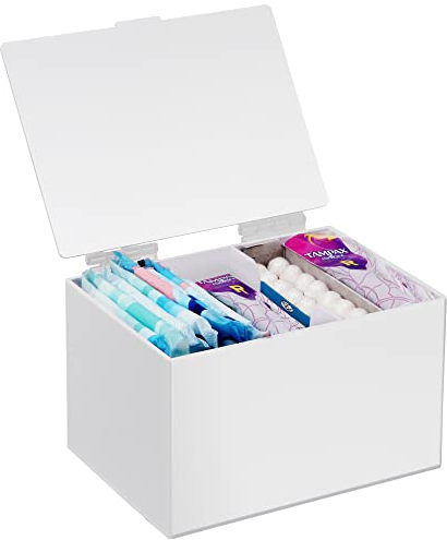 ChengFu Acryl Damenbinden Aufbewahrungsbehälter, Damenbindenhalter, Padhalter für Periode, Padhalter für Frauen, Badezimmer, Pad und Tamponhalter für Badezimmer, Damenbindenspender, Weiß