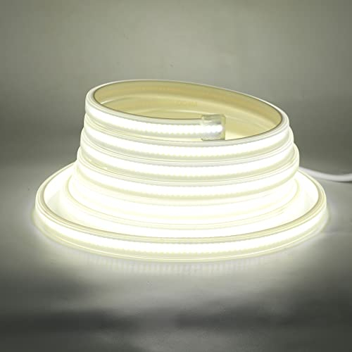 KISUFU 220V COB LED Streifen 15m, 360 LEDs/m FCOB LED Band CRI≥100,Wasserdichte,Superheller, flexibler COB LED Strip Lichtstreifen mit hoher Dichte für DIY-Festival-Dekoration zu Hause, Schlafzimmer
