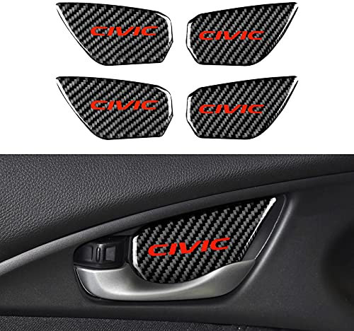 OYDDL 4PCS Carbon Fiber Auto Innere Türgriff Schüssel Abdeckung Aufkleber Kompatibel mit Honda 10. Gen Civic 2021 2020 2019 2018 2017 2016 Zubehör Dekoration
