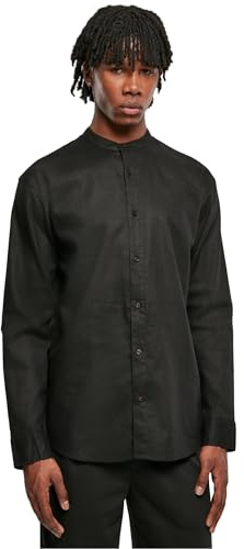Urban Classics Herren Cotton Linen Stand Up Collar Shirt