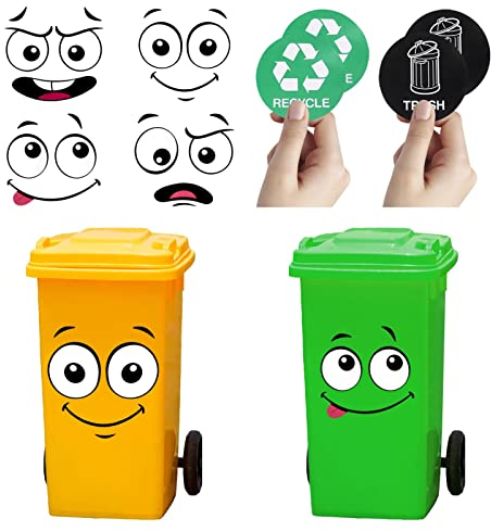 8 Stück Mülltonnen Aufkleber,Klebstoff Karikatur Ausdrücke Recycling Mülleimer Aufkleber Selbstklebende Dekorative Wand Aufkleber Augen und Mund DIY Großes Aufkleber,für Kühlschrank Eimer Wand