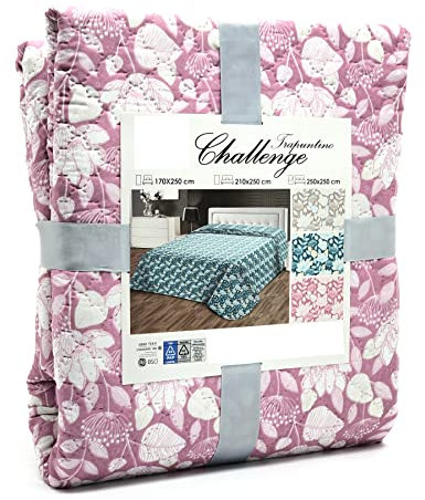 Trapuntino Primaverile Estivo Foglie Petali Moderno Morbida Microfibra - Copriletto Trapuntato Soffice Leggero (2 Piazze - 250x250 cm, Rosa Antico)