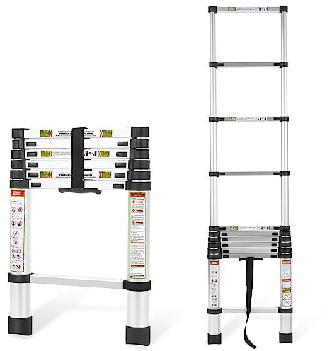 Telescopic Ladder, 6.5FT RIKADE Aluminum Telescoping Ladder with Non-Slip Feet, Portable Extension Ladder for Household and Outdoor Working, 330lb Capacity, 2.0m/6.5FT (RK-SST-20)