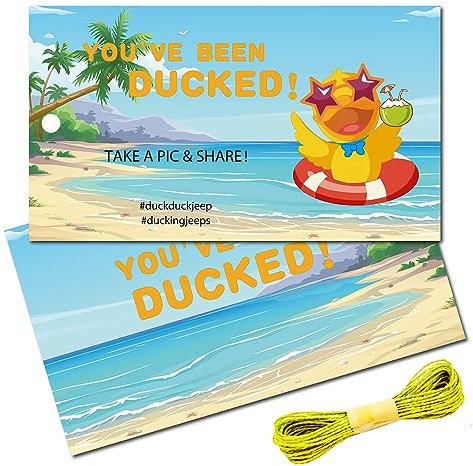 CREATCABIN 50 Stück You've Been Ducked-Karten,Entenanhänger,Karte,Ente,Tags,Ducking,DIY -Entenkarte Mit Loch Und Schnur,Strand-Rettungsring Für Gummienten,Autodekoration,8.75x5cm