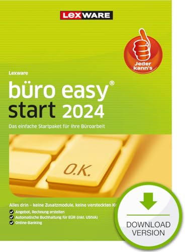 Lexware büro easy start 2024 (365 Tage) | Bürosoftware mit Basisfunktionen - einfach zu bedienen | PC Aktivierungscode per Email