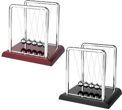 2 pieces Newton pendulum ball, Newton balance ball, physical swing magnetic, educational toy, perfect for decoration in offices, homes and other indoor places. (burgundy bottom, black bottom)