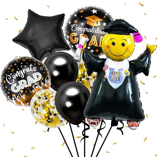 8 Stück Graduation Deko Luftballons, Abschluss Luftballon Frau, Bachelor Deko Ballons, Bestandene Prüfung Geschenk Luftballon, Absolventen Abi-Feier Zeugnis Geschenk-Deko Abitur Geschenke