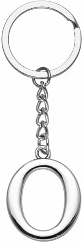 LUODAN Cadeau Femme Homme Porte-clés, Argent A-Z 26 lettre initiale pendentif porte-clés-Cadeaux Sœurs Amitié Collègue Papa Marraine Parrain idées Cadeaux Meilleur Ami Anniversaire (O)