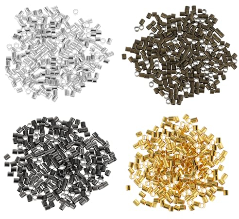 1000 Stück Quetschperlen Set, Schmuck Quetschperlen 1mm Spacer Perlen Quetschperle Für DIY-Armbänder, Halsketten, Ohrringe, Traumfänger Oder Andere Schmuckaccessoires