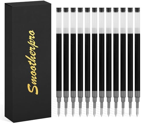 SMOOTHERPRO Kugelschreiberminen | Gel Tinte Mine | Kompatibel mit Pilot G2 | für Bolt Action Stift Feine Spitze Schwarze Tinte (G212) | 12 Stück