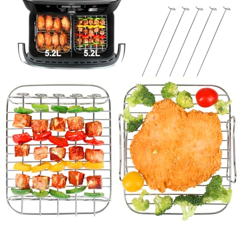 GINOYA Porte-friteuse à air pour Ninja AF500UK AF500UKCP Duronic AF34, accessoires de friteuse à air en acier inoxydable 304 pour friteuse à air à double tiroir