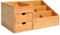 HOMCOM Lot de 2 boîtes de Rangement de Bureau - Organiseur de Bureau - 7 Compartiments, 2 tiroirs - Bambou Verni