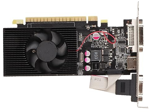 Gonetre Carte Graphique de Bureau 4 Go GDDR3 128 Bits, Ventilateur de Refroidissement Silencieux, GPU à Semi-conducteurs à Profil Bas pour Châssis M ITX (GT730 4GB GDDR3)