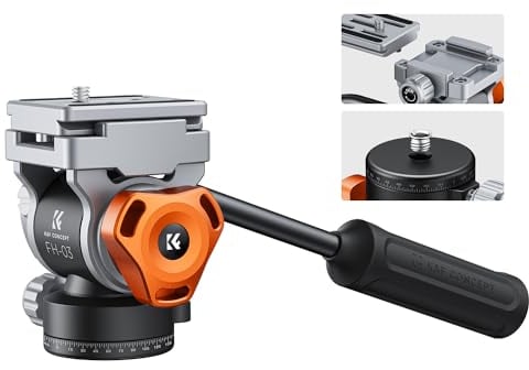K&F Concept Testa per Treppiede, FH-03 Testa Fluida con Piastra Arca-Swiss, Regolabile a 360° e Inclinazione ±90°, Testa Ammortizzata, Compatibile con Fotocamera DSLR, Videocamera, Carico Max 5kg