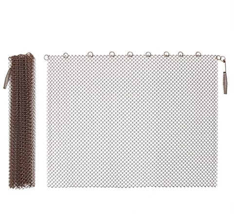 Naugan Kamingitter-Vorhang, Funkenschutz, Metall, Feuerschutz mit Ziehen, für Kamin, 53,3 cm, 2 Stück