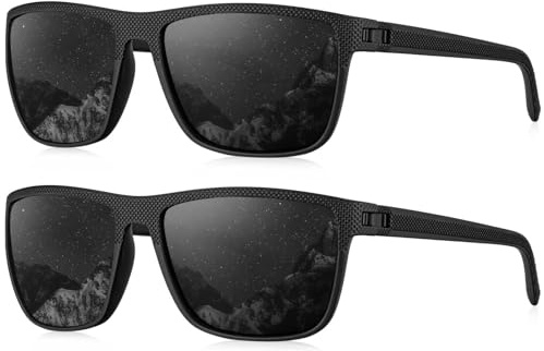 HENGOSEN Sonnenbrille-Herren-Damen Quadrat Polarisierte leicht Sunglasses UV-Schutz für Fahren
