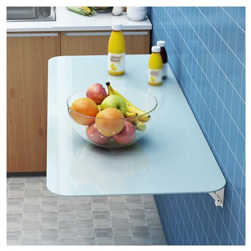 Encimera de Pared con Cristal Templado Mesa Abatible Fácil de Limpiar Mesa de Comedor Plegable con Esquinas Redondeadas para Mayor Comodidad Mesa de Ordenador Mesa Flotante Multifuncional Mesa de Pare