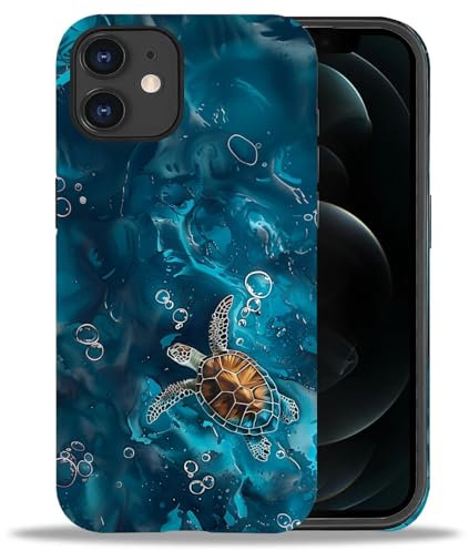 Bvkilrvc Compatible with iPhone 11 Case, Ocean Turtle Blue Pattern Print Phone Case Funny Liquid Silicone Case Impact Resistant Anti-Scratch Shockproof Protective Cover