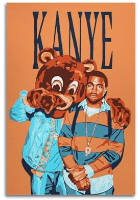LONGRUi Poster, Motiv: Kanye West, dekoratives Gemälde, Leinwand, Wandposter und Kunstdruck, moderne Familienschlafzimmer-Dekoration, Poster, 30 x 45 cm