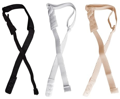 Gurfzcyuoo Bra Extenders 3 Pcs Low Back Bra Strap Converter Adjustable 2 Hooks Backless Bra Converter Elastic Bra Straps for Backless Dress for Ladies Girls Dress Wedding Party