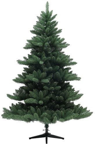 HOMCOM Künstlicher Weihnachtsbaum, 180 cm Christbaum mit 880 Spitzen, faltbar Stahlfuß, flammhemmend, für Weihnachten Deko, Indoor, Grün