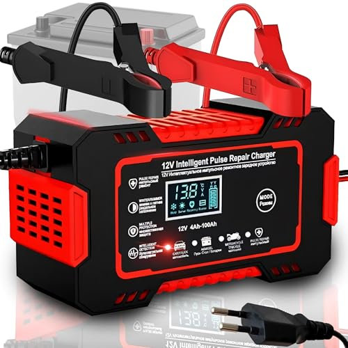 Retoo 10 A Autobatterie Ladegerät 10A 12V 24V KFZ Batterieladegerät Smart Vollautomatische LCD Temperaturkompensation Reparaturmodus Ladegerät für Auto Motorrad Kleintransporter