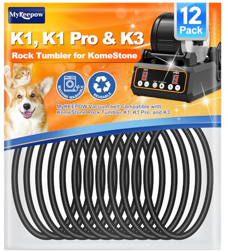 MyKEEPOW Rock Tumbler Belts Compatible with KomeStone Rock Tumbler Model K1 & K1 Pro & K3, 12 Pack (Not fit for K2 Elite Rock Tumbler)