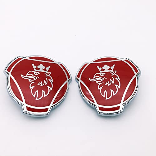 2 pezzi nuovo grifone emblema per griglia anteriore camion Scania distintivo distintivo distintivo di ricambio accessori esterni 1401610 (argento rosso)