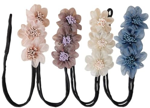 Dutt Haarschmuck mit Blume, 4 stück Flower Hair Bun Roller Twist Hairstyle, Bun Hair Clip Fauler Lockenwickler, Haarschmuck Damen Dutt Maker, Hair Bun Maker Elegantes Styling, für Frauen