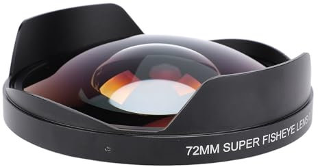 Obiettivo Fisheye Grandangolare HD 72mm 0,3X, Obiettivo Super Fisheye con Paraluce di Ricambio per Videocamere, Lente Aggiuntiva Ad Alta applicabilità per Obiettivi Fotografici