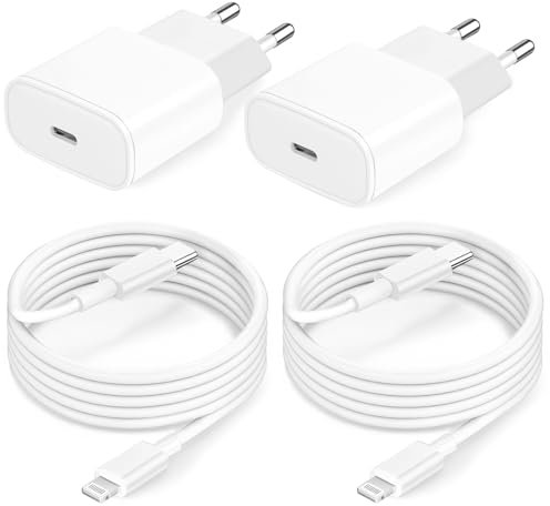 iPhone Ladegerät Ladekabel Original Apple MFi Zertifiziert für iPhone 14 13 12 11 Pro Max Plus Xs Xr SE 8 iPad, 4Pack 25W USB C Schnellladegerät Schnellladekabel Lightning Kabel Netzteil Power Adapter