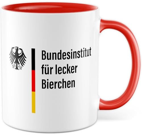 Bier Tasse mit Spruch – Geschenk Bundesinstitut für lecker Bierchen – Kaffeetasse 330ml aus Keramik – Feierabend Humor Geschenkidee Kaffee-Becher
