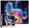 1000 Piece Jigsaw Puzzle-Shiny White Cat Puzzles 1000 Pieces for Adults,Huge Glowing Cat Colorful Light Spots Puzzles for Adults 1000 Pieces Dreamy Animal Puzzles Beautiful Wall Decor