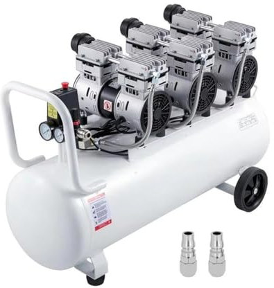 Compresseur d'air 100 L double manomètre avec électrovanne – Compresseur sans huile 3HP ultra silencieux sans huile 87 litres