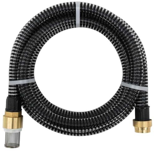 Rasenbewässerung & Bewässerung Gartenschläuche Saugschlauch mit Messinganschlüssen schwarz 2,8 cm 7 m PVC